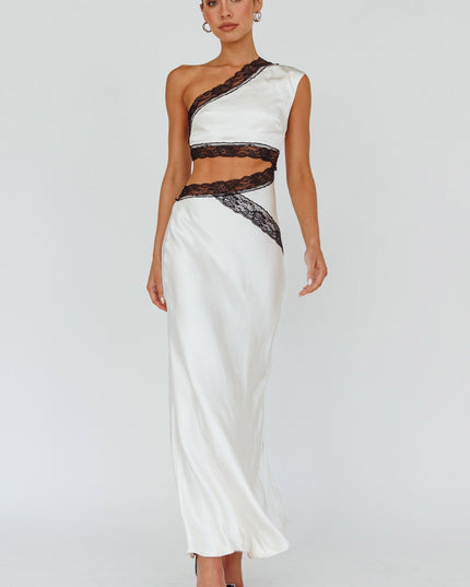 Champagne One-Shoulder Maxi Dress