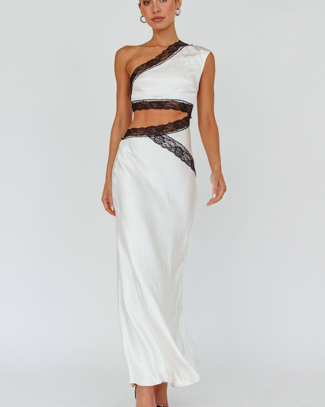 Champagne One-Shoulder Maxi Dress