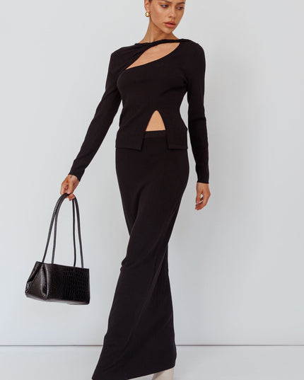 Black Knit Maxi Skirt