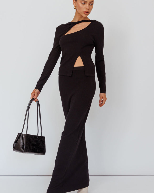 Black Knit Maxi Skirt