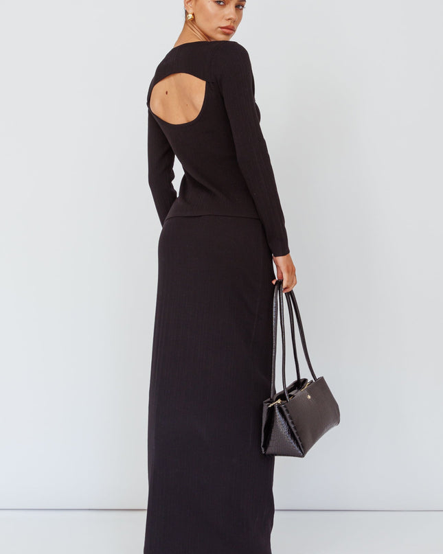 Black Knit Maxi Skirt