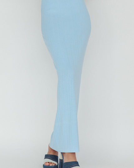 Blue Knit Maxi Skirt