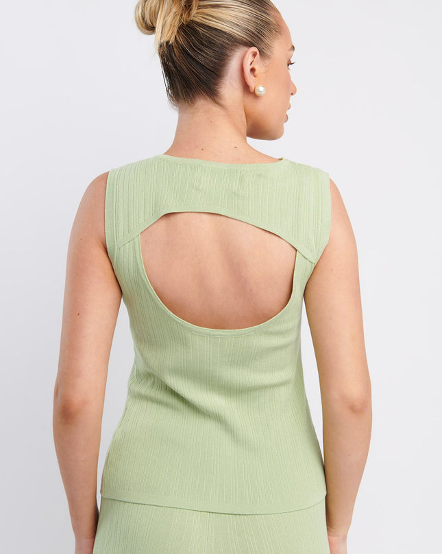 Sage Twist Neck Sleeveless Keyhole Top