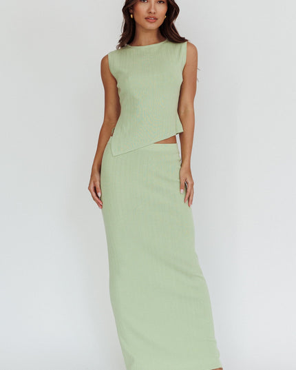 Sage Ribbed Maxi Skirt