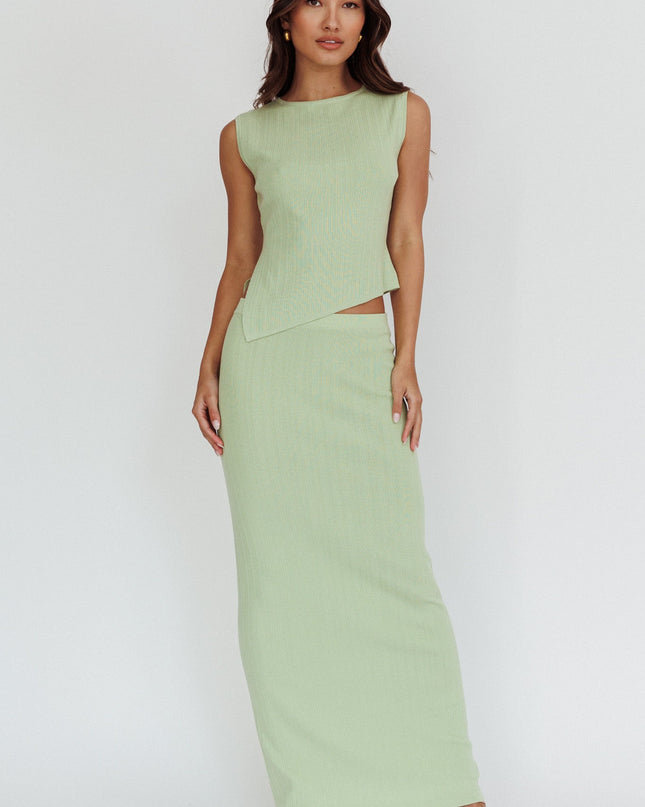 Sage Ribbed Maxi Skirt