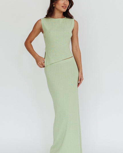 Sage Ribbed Maxi Skirt