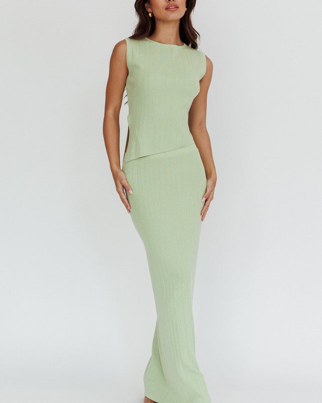 Sage Ribbed Maxi Skirt