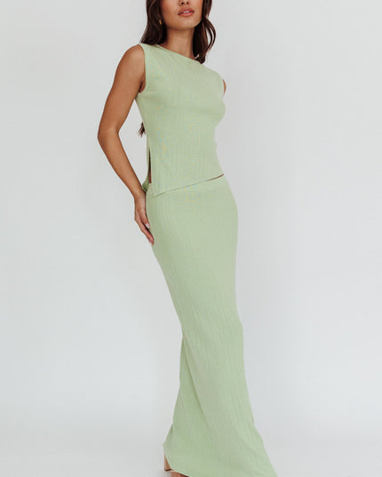 Sage Ribbed Maxi Skirt