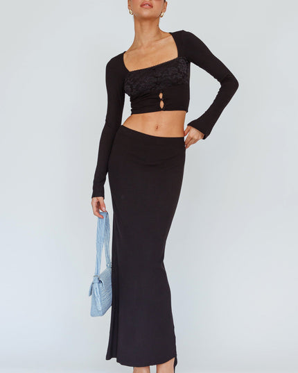 Black Stretch Maxi Skirt
