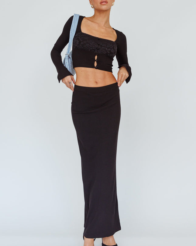 Black Stretch Maxi Skirt