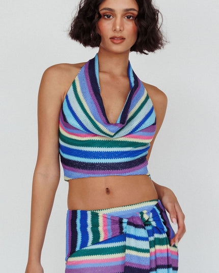 Multi Halter Crop Top Purple