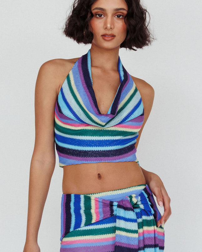Multi Halter Crop Top Purple