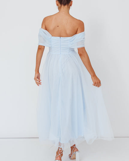 Powder Blue Lovers Off-Shoulder Maxi Dress