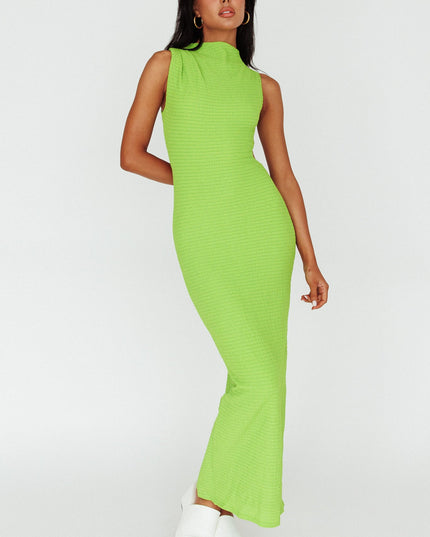 Lime Sleeveless Cut-Out Waist Maxi Dress