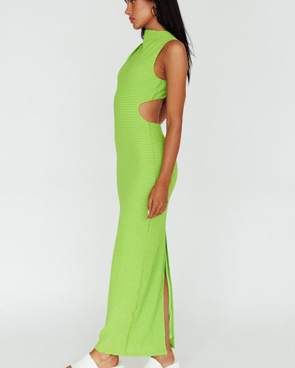 Lime Sleeveless Cut-Out Waist Maxi Dress
