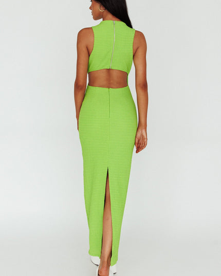 Lime Sleeveless Cut-Out Waist Maxi Dress