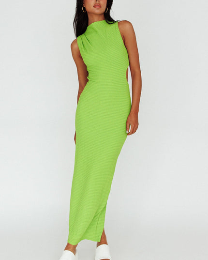 Lime Sleeveless Cut-Out Waist Maxi Dress