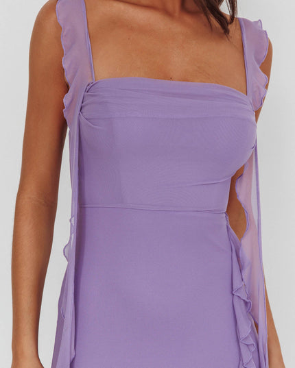 Lilac Ruffle Trim Maxi Dress