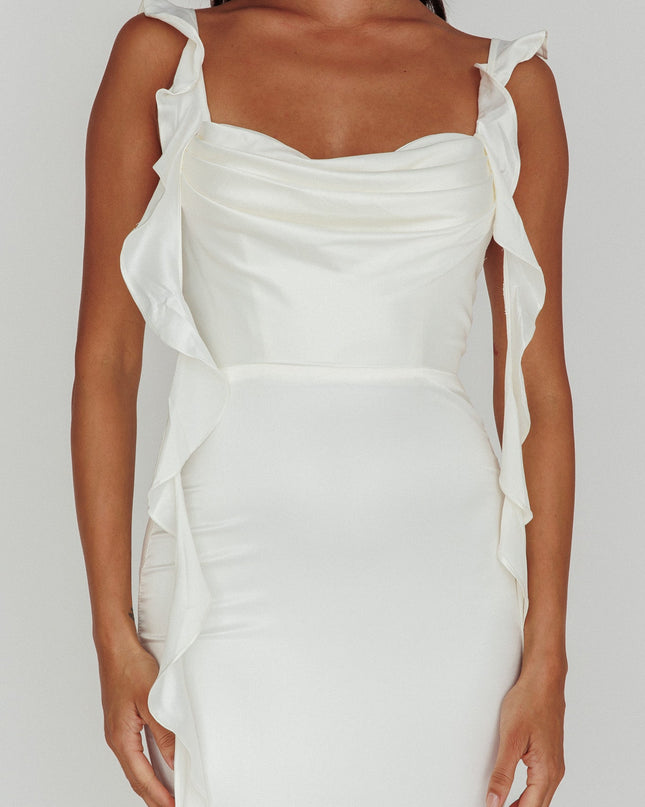 Oyster Ruffle Trim Midi Dress