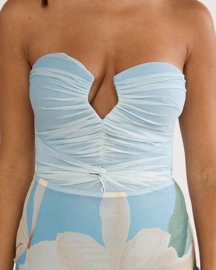 Blue Strapless Midi Dress Orchid