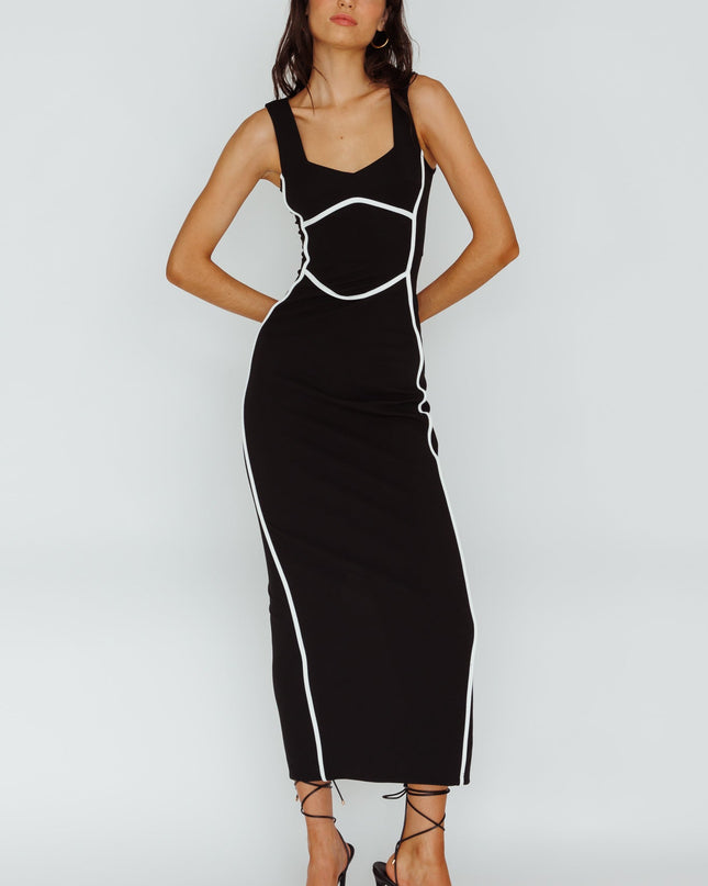 Black Trim Maxi Dress