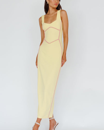 Lemon Trim Maxi Dress