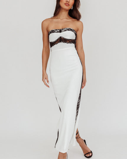 White Strapless Bodycon Maxi Dress