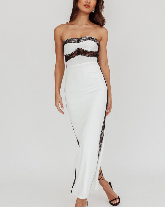 White Strapless Bodycon Maxi Dress
