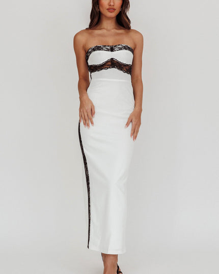White Strapless Bodycon Maxi Dress