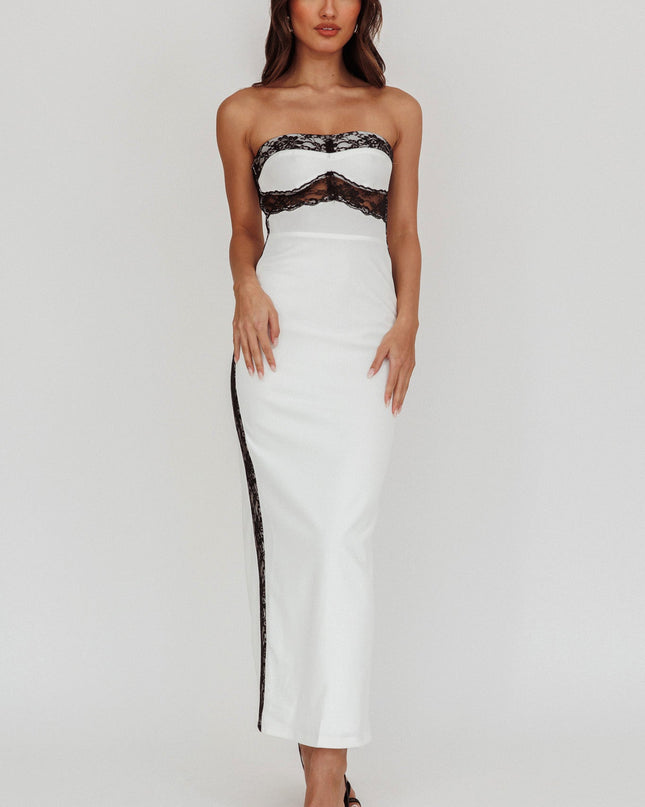 White Strapless Bodycon Maxi Dress