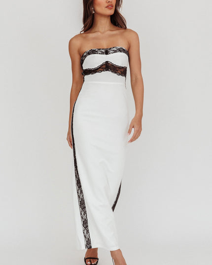 White Strapless Bodycon Maxi Dress