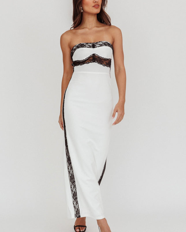 White Strapless Bodycon Maxi Dress