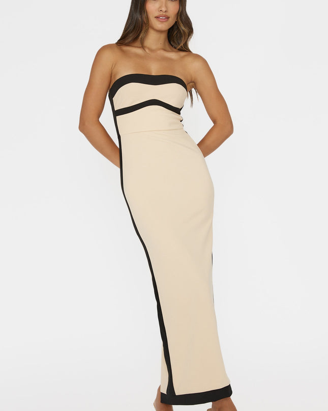 Nude Strapless Bodycon Maxi Dress