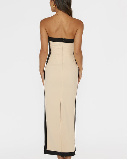 Nude Strapless Bodycon Maxi Dress