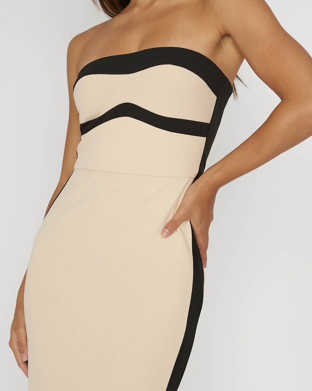 Nude Strapless Bodycon Maxi Dress