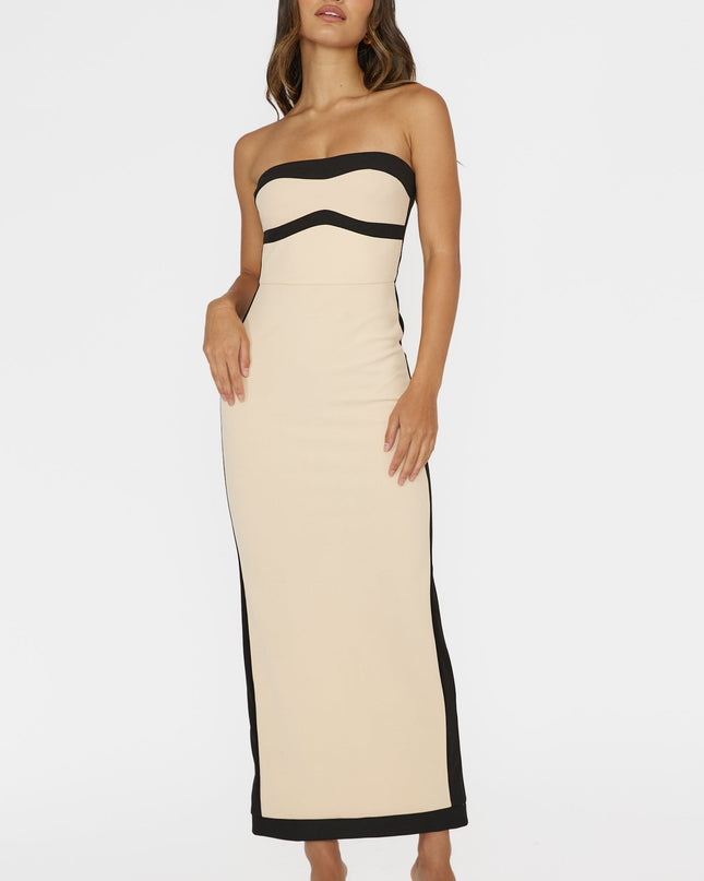 Nude Strapless Bodycon Maxi Dress