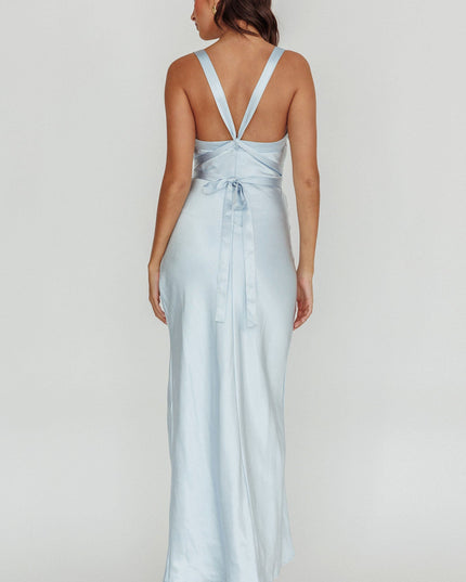 Blue Midnight Sun Asymmetrical Strap Maxi Dress