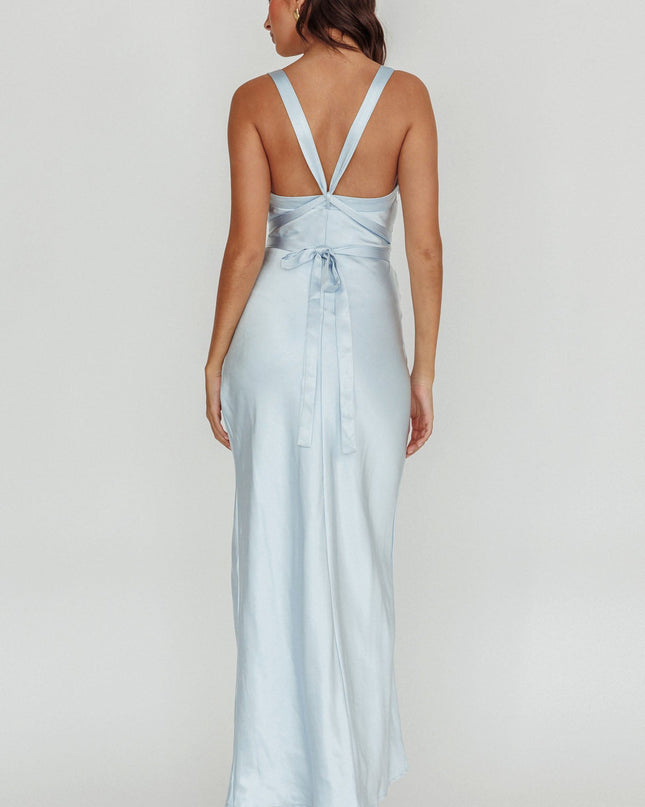 Blue Midnight Sun Asymmetrical Strap Maxi Dress