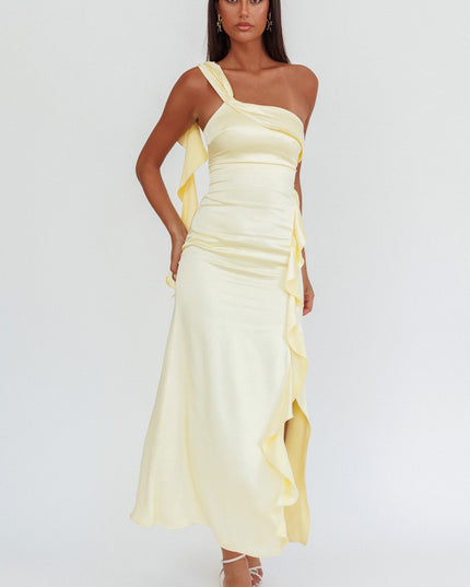 Butter One-Shoulder Split Maxi Dress
