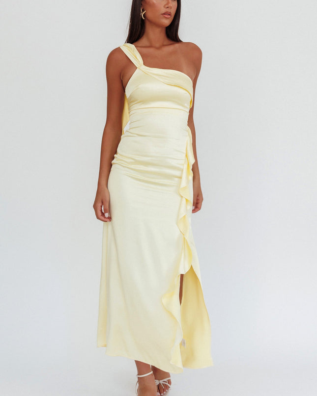 Butter One-Shoulder Split Maxi Dress