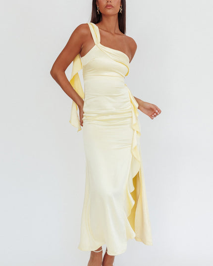 Butter One-Shoulder Split Maxi Dress