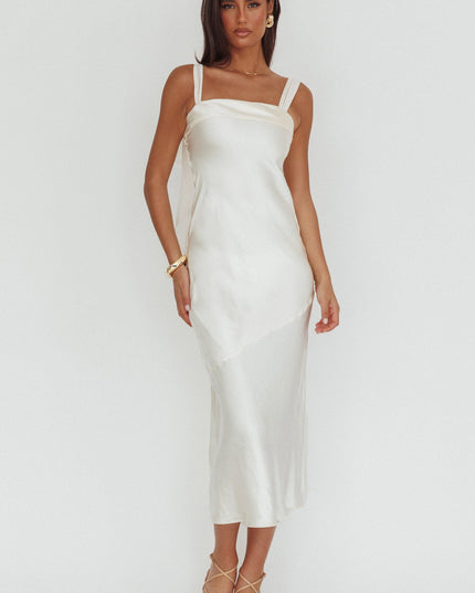 Oyster Shoulder Sash Midi Dress