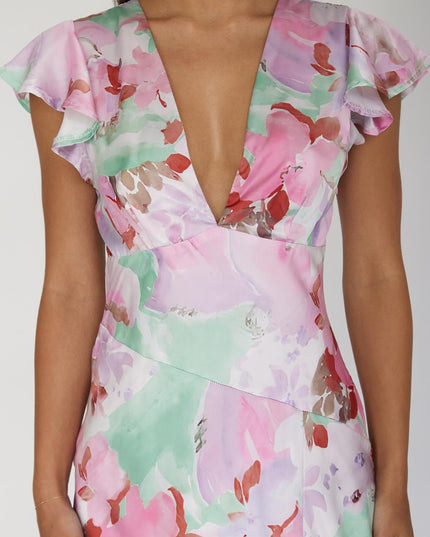 Pink Keyhole Back Maxi Dress Floral