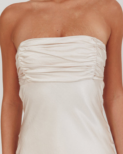 Champagne Moon Song Strapless Laced Back Dress