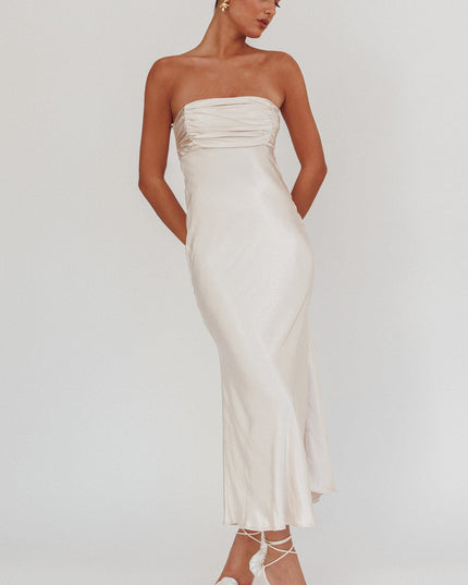 Champagne Moon Song Strapless Laced Back Dress