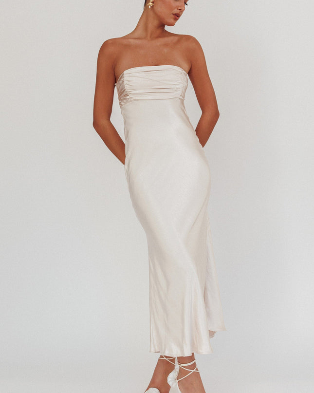 Champagne Moon Song Strapless Laced Back Dress