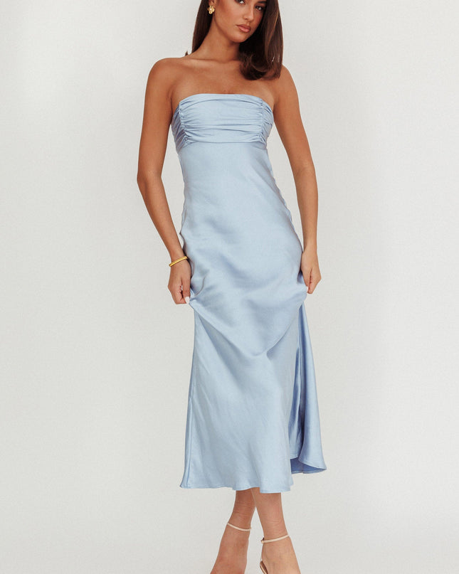 Midnight Blue Moon Song Strapless Laced Back Dress