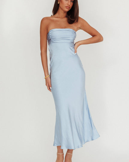 Midnight Blue Moon Song Strapless Laced Back Dress