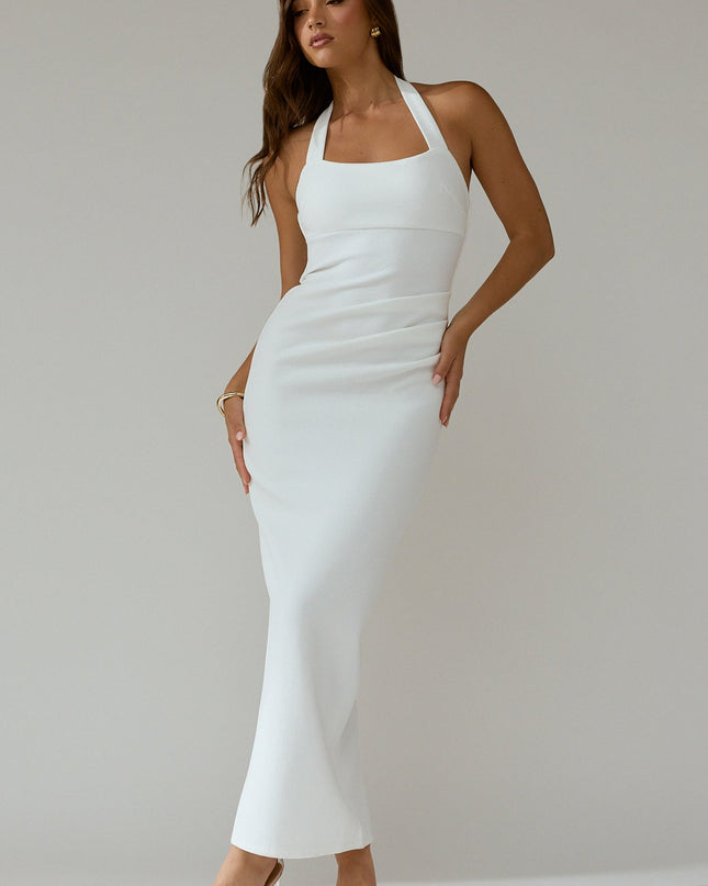 White Stars Halterneck Bodycon Maxi Dress