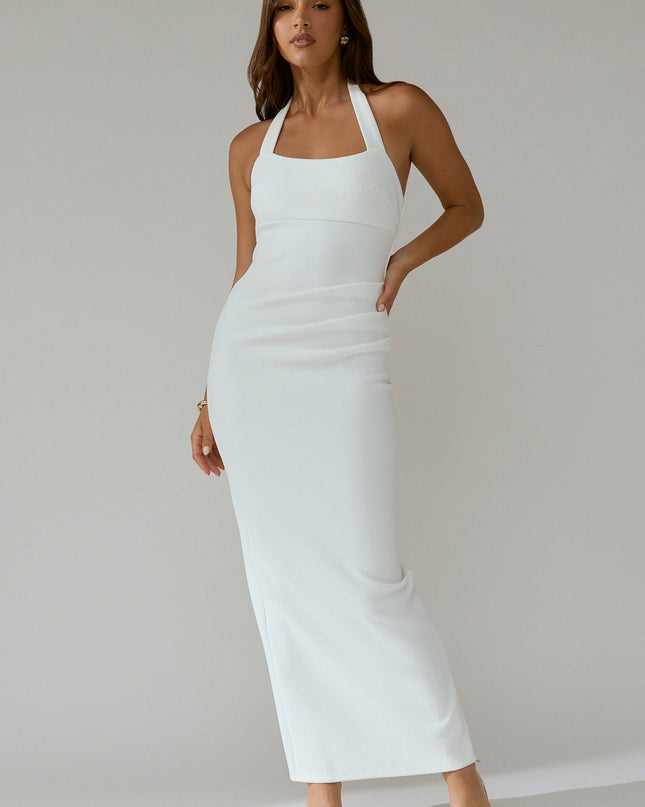 White Stars Halterneck Bodycon Maxi Dress